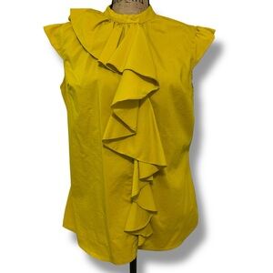 Worthington Stretch Yellow Ruffled Women's Top Size L